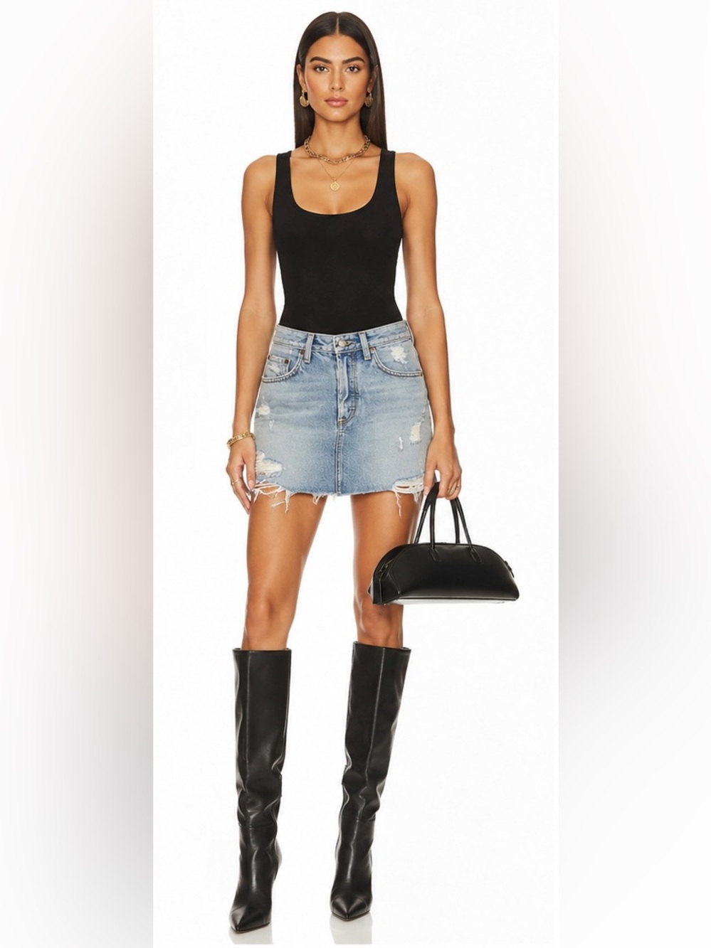 Boyish NWOT The Corey Ripped Denim Skirt in Dr. Strangelove